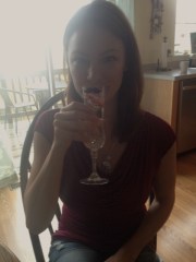 Julie Maida and her custom Rachel's Table champagne glass. You're welcome for my amazing photography. 