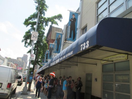 I'm the moron in dark blue jeans in 90-degree heat.