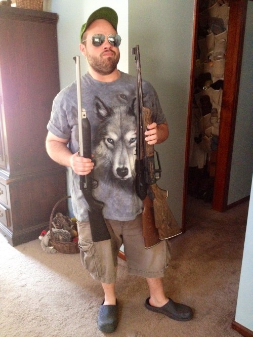 A wolf t-shirt to go with his BB guns.