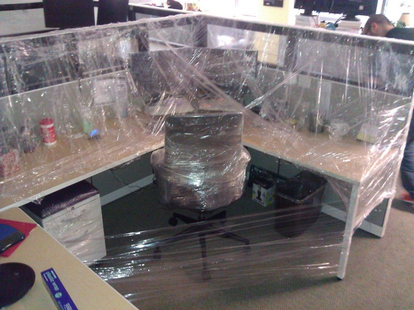 desk-saran-wrap
