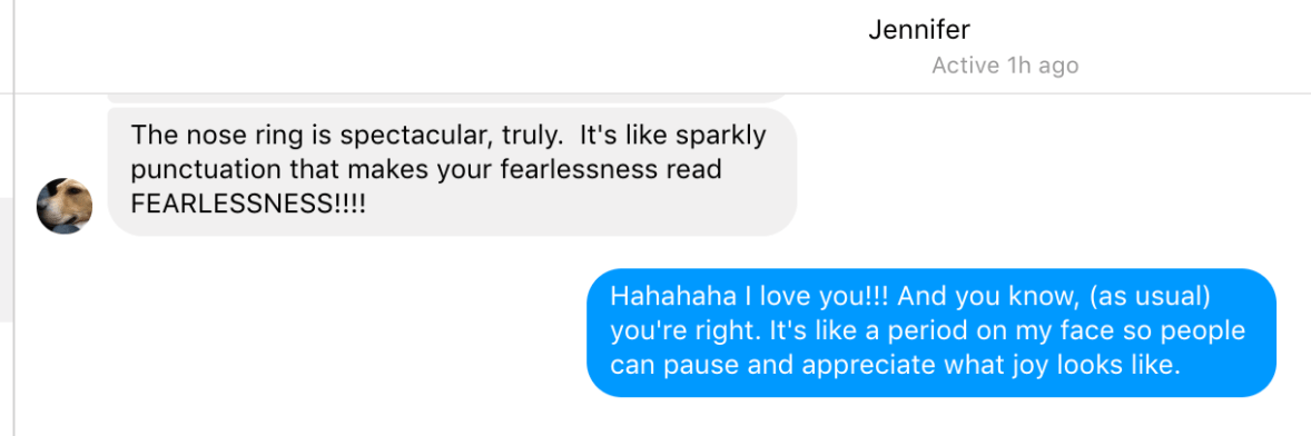 Go Jules Go nose piercing convo with Jenn