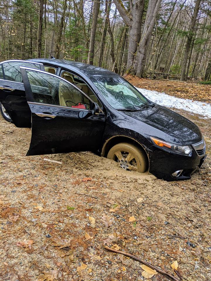Go Jules Go car stuck in mud