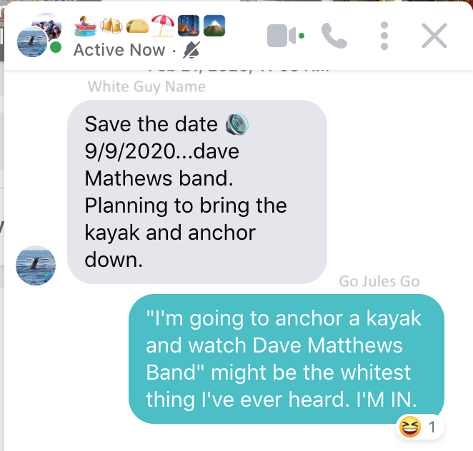 Never In New Jersey group text Go Jules Go