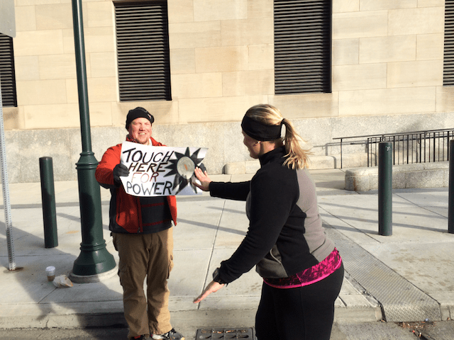 Lori Philly half marathon high five Nov 2014