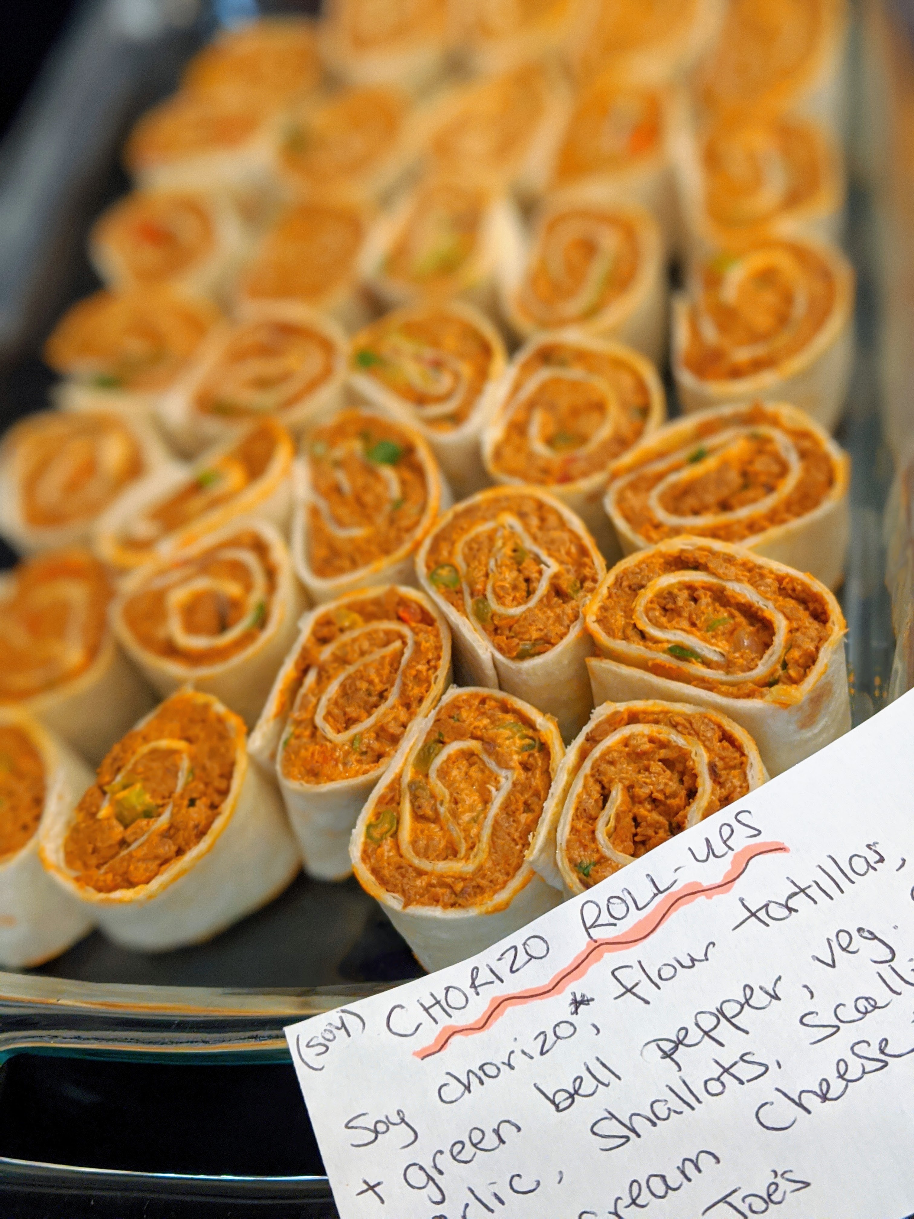 Soy chorizo roll ups with ingredient card